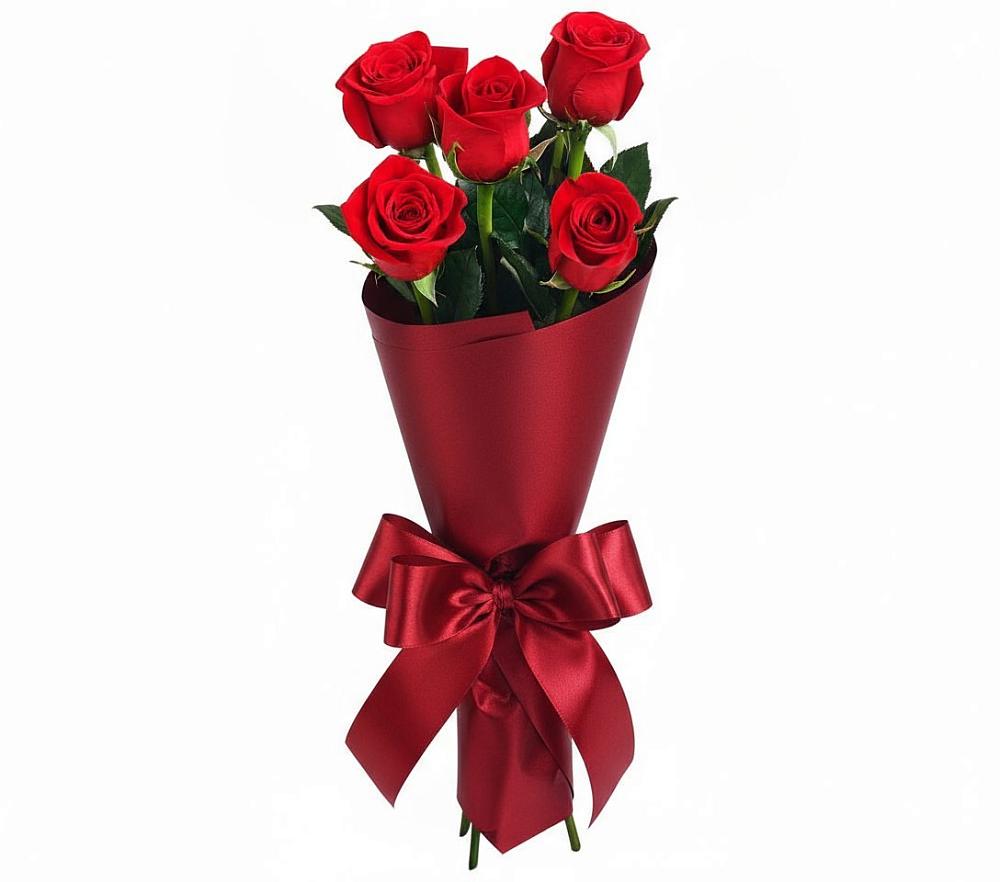 Букет 5 Красных роз Эдлесс Лав в Долматово