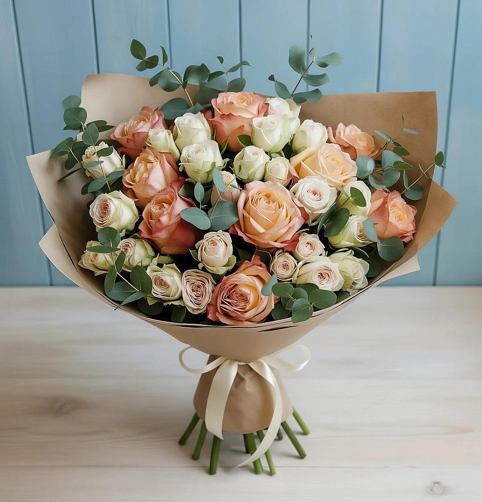 Букет цветов из: Альстромерии и Розы в Долматово