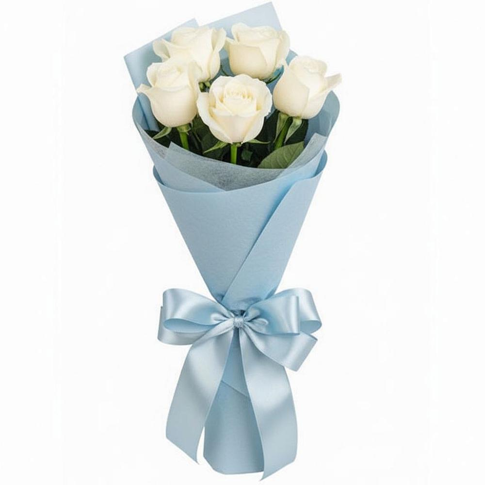 Букет 5 Белых роз Проуд в Долматово