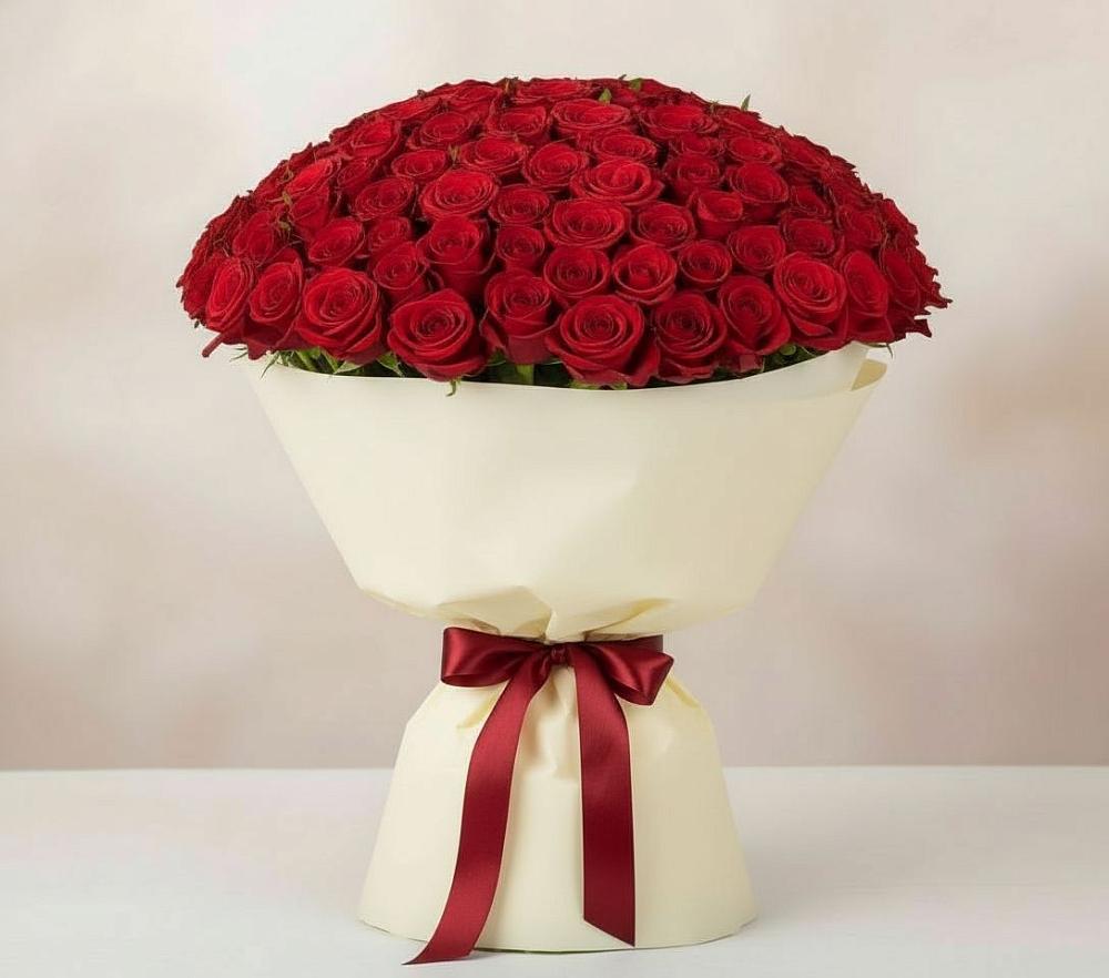 Букет 101 Красная роза Милано в Долматово