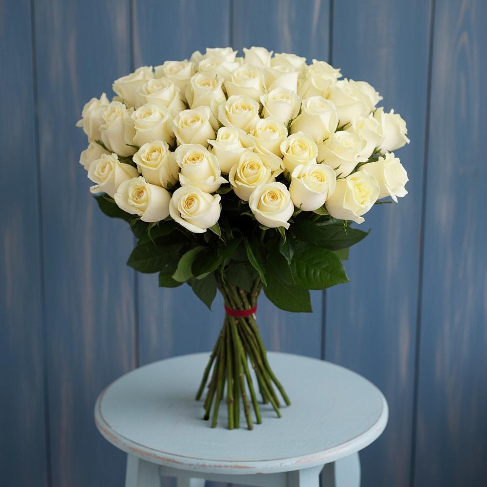 Букет 51 Белая роза Эдлесс Лав в Долматово