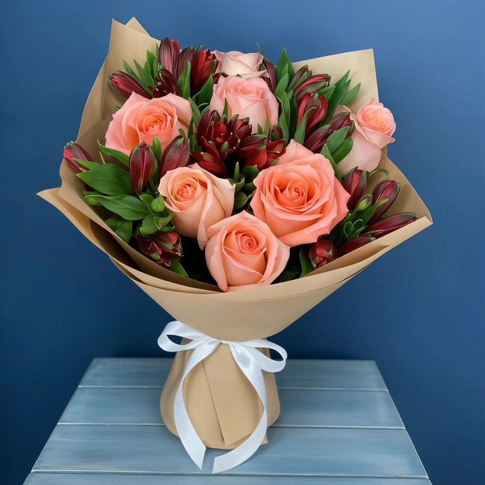 Букет цветов из: Розы и Альстромерии в Долматово