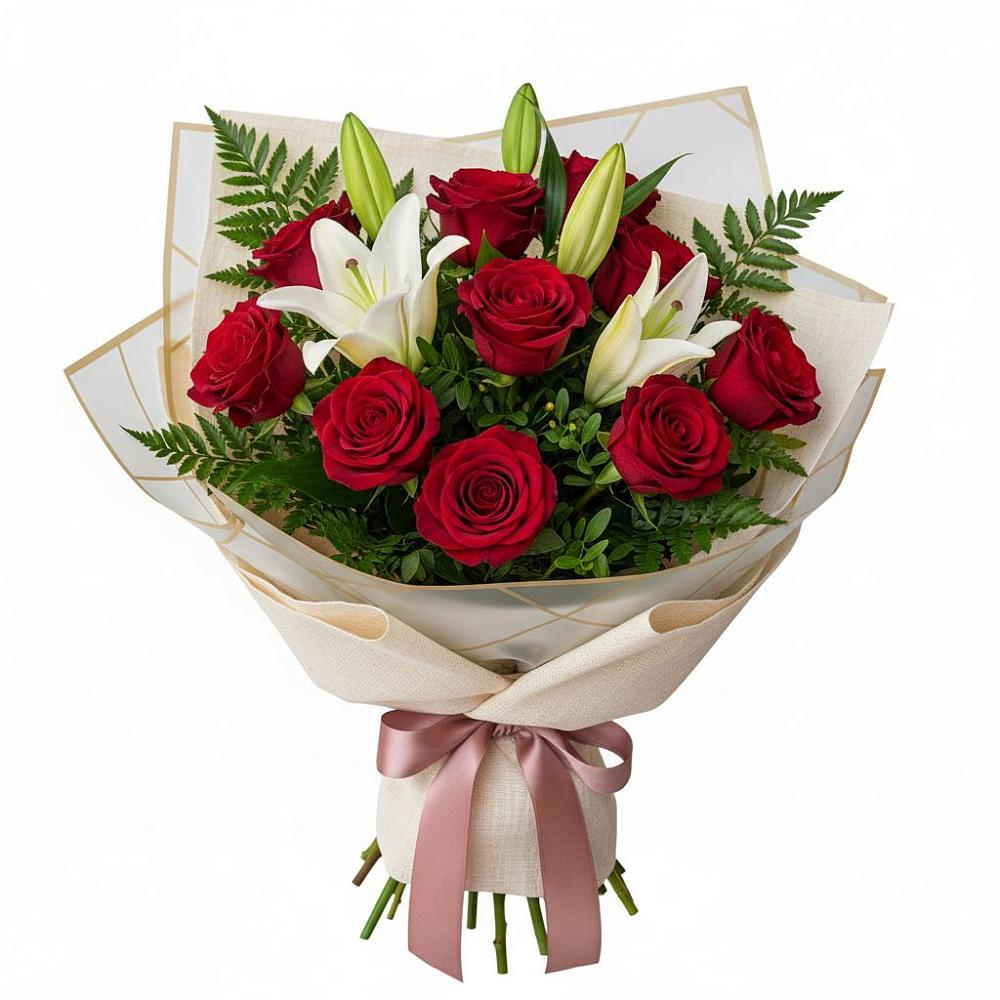 Букет цветов из: Лилии и Розы в Долматово