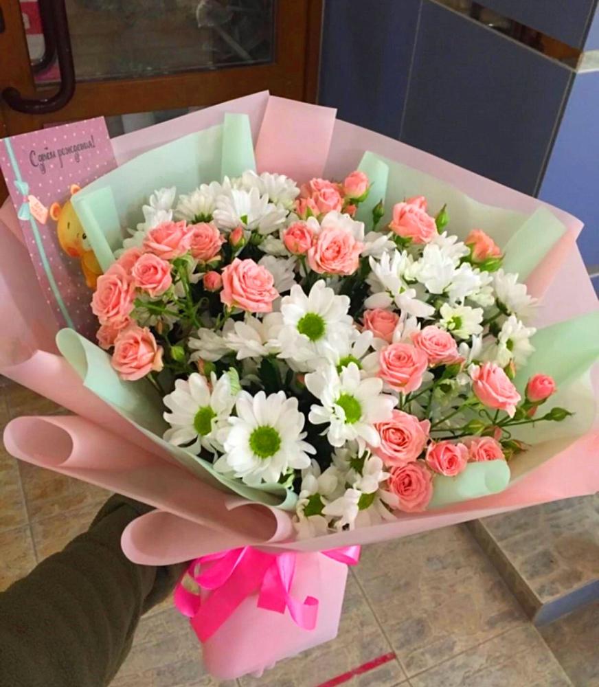 Букет цветов из: Розы и Хризантемы в Долматово