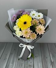 Букет цветов из:  Розы, Герберы и Хризантемы в Долматово