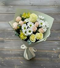 Букет цветов из:  Альстромерии, Розы и Хризантемы в Долматово